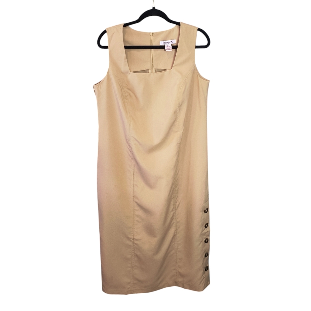 Vintage Roman's Classy size 14W Mocha Sleeveless midi dress Button Detailing